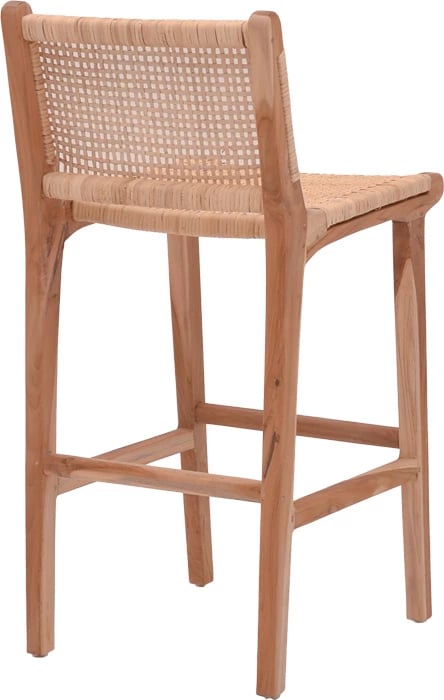 Karrige për bar mesatare Sponze ngjyrë natyrale skelet dru teak dhe rattan natyral 40x47x89cm