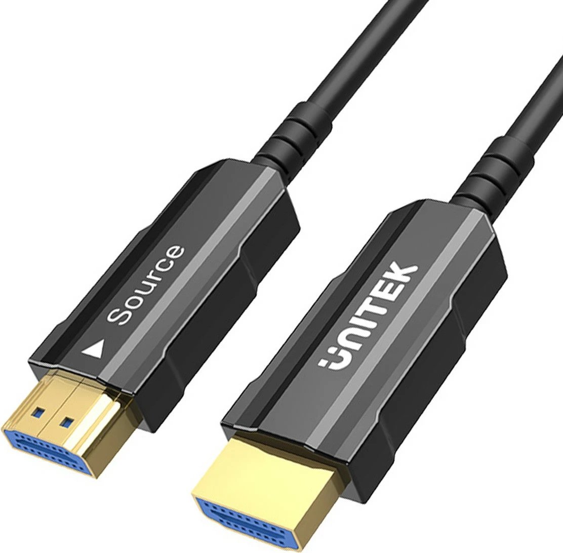 Kabllo HDMI optik Unitek C11072BK-15M, 15m, 4K60Hz, E zezë/Gri