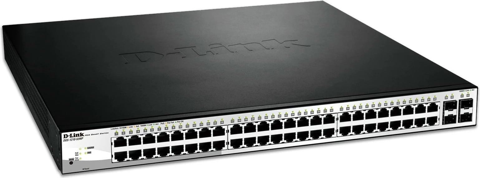 Switch D-Link DGS-1210-52MP, Managed, L2, Gigabit Ethernet, PoE
