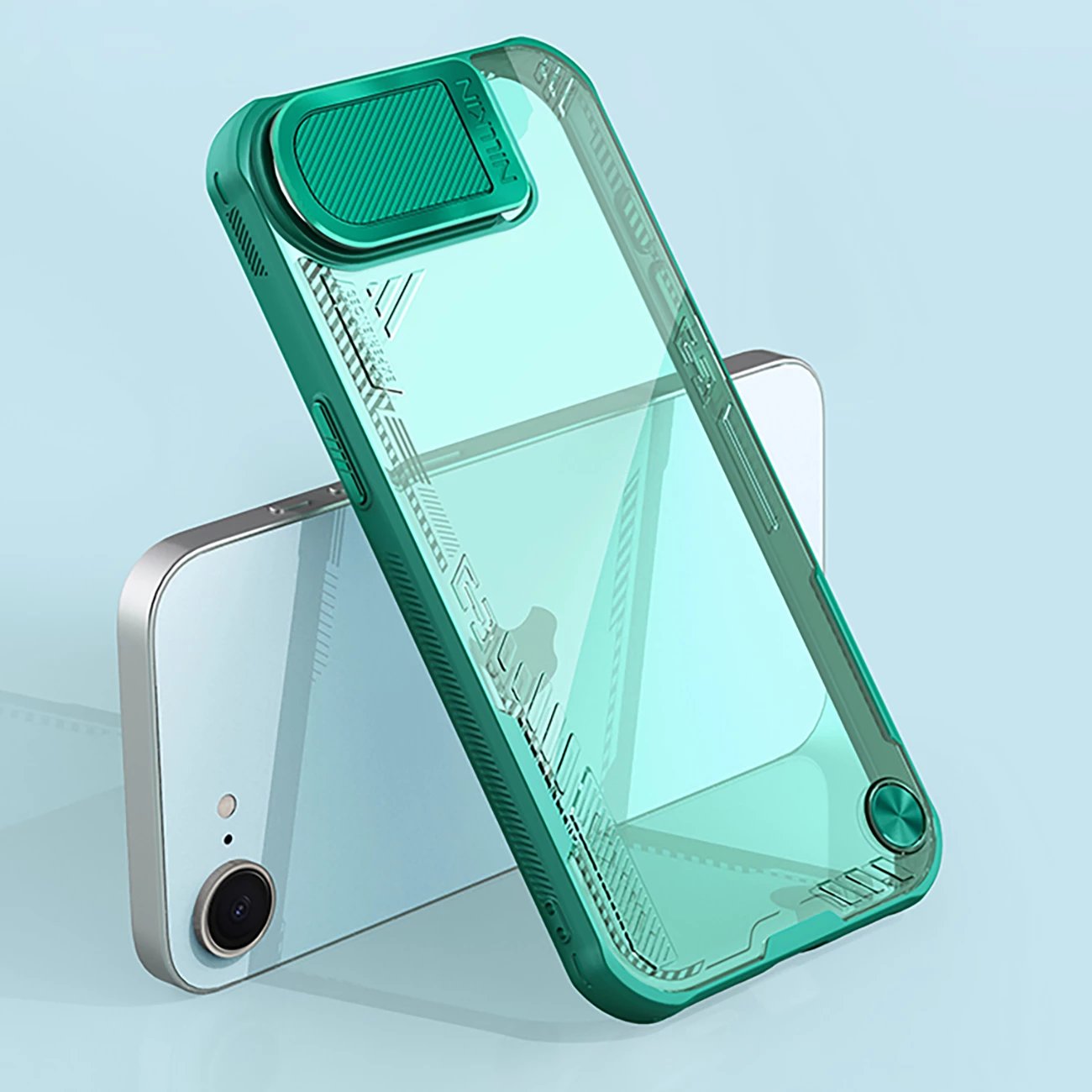Mbështjellës Nillkin Iceblade Prop për iPhone 16e, me kapak kamere dhe stand, Gjelbër