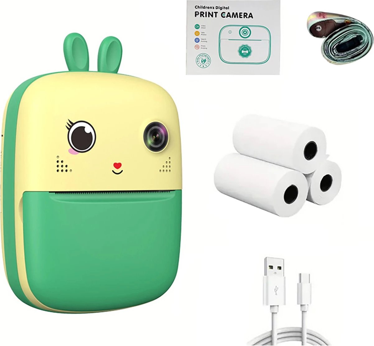 Printer termik mini për fëmijë Hurtel HURC10Z me kamerë dhe video, 1800mAh, i gjelbër