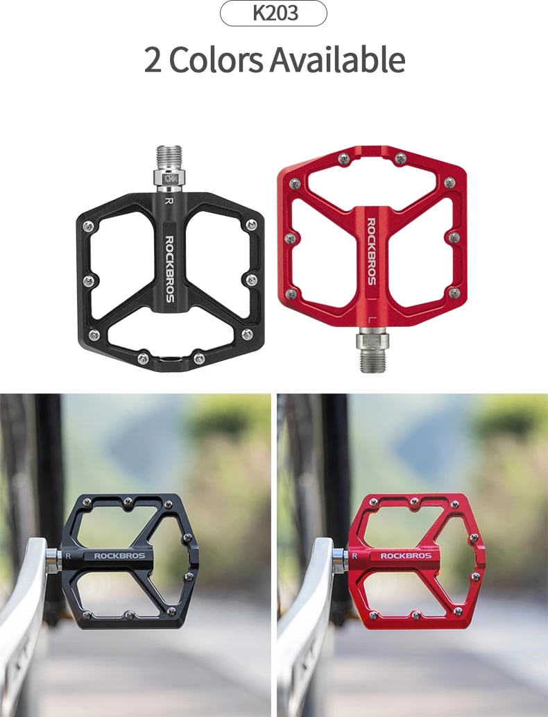 Set pedale biçiklete Rockbros K203-BK, aliazh alumini dhe çelik, e zezë
