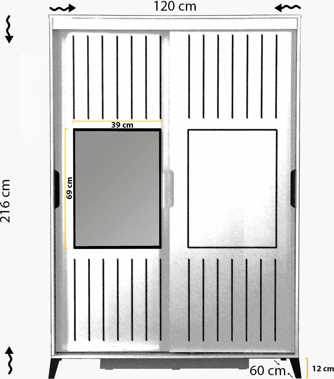 Dollap Hanah Home, Pasific Home Fuga 120, ngjyrë arre, me pasqyrë