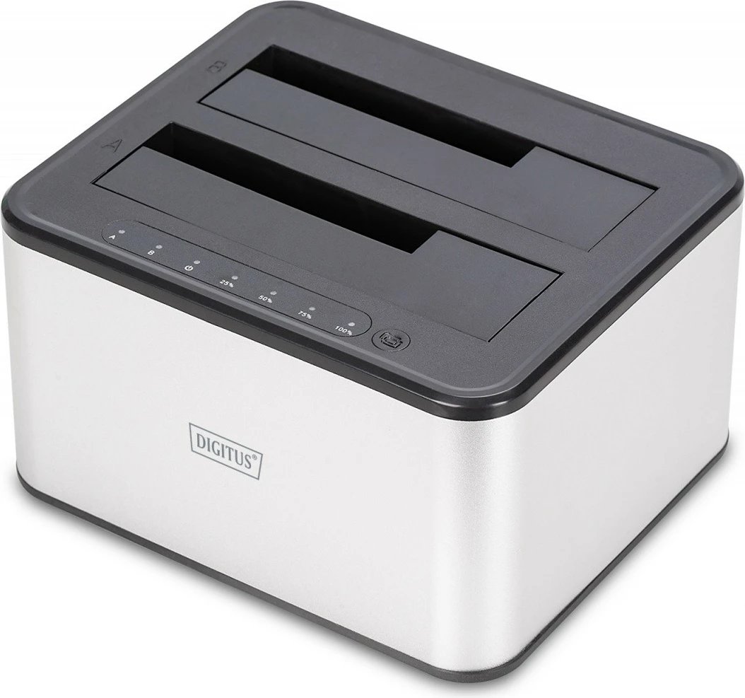 Stacion klonimi Digitus DA-71540-2 për 2x HDD/SSD 2.5"/3.5", USB 3.0, E zezë/Argjendtë