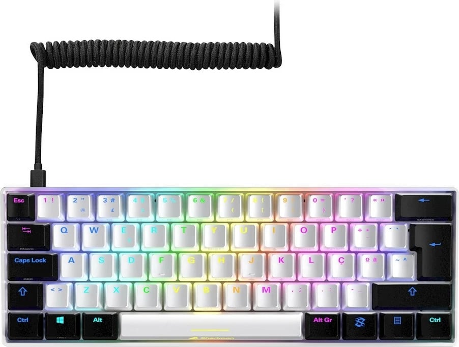 Tastierë mekanike SHARKOON SKILLER SGK50 S4, Kailh Red, 60%, RGB, ES-Layout, e bardhë