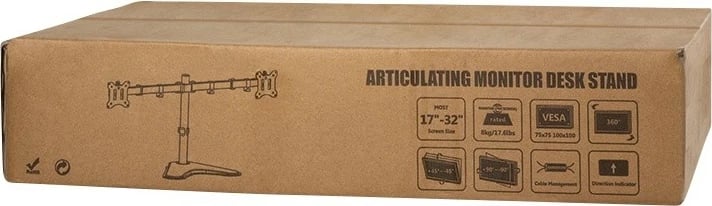 Mbajtës tavoline për 2 monitorë LogiLink BP0099, 17-32 inç, Çelik, i zi