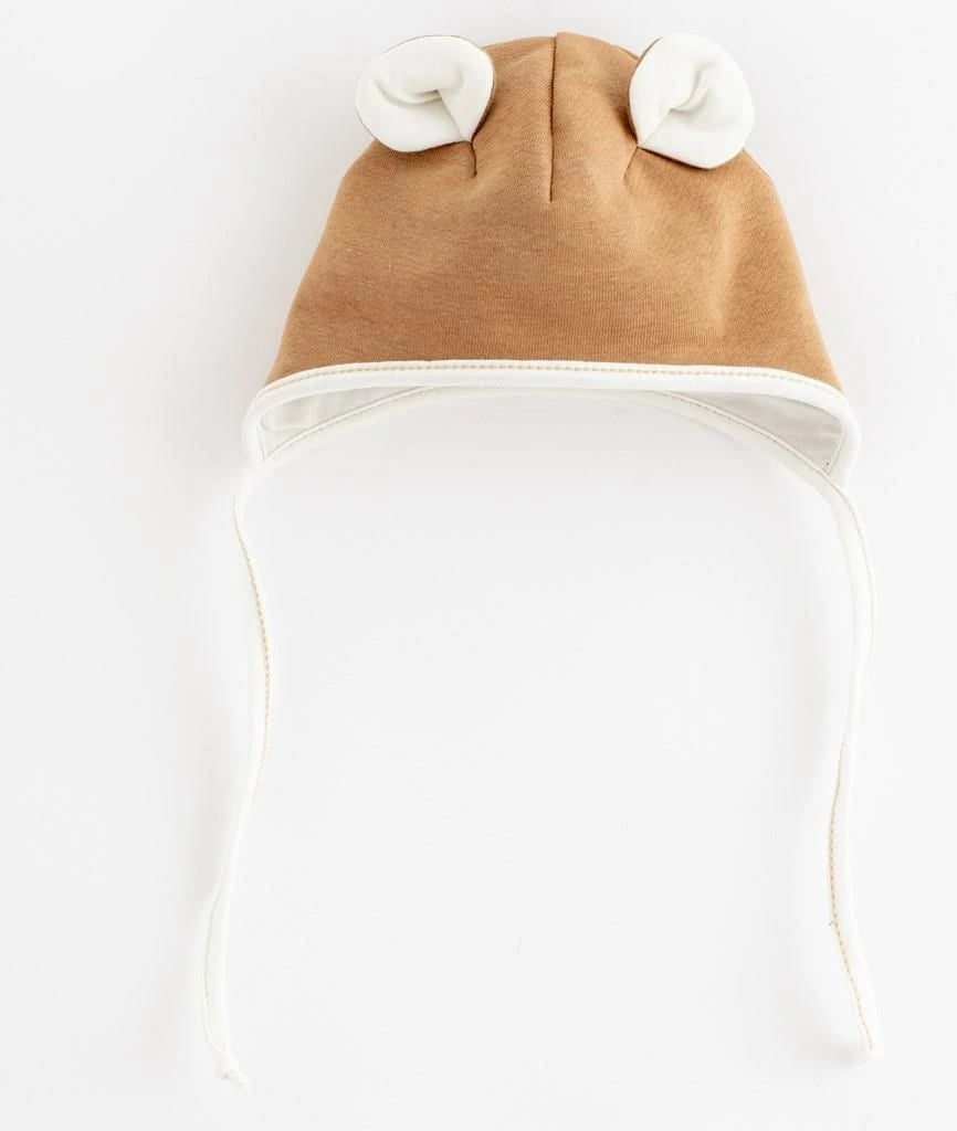 set kapelë me shall qafe për bebe, New Baby Sebastian, madhësi 62 (3-6m), pambuk 95% me elastan, kafe, set 2 copë