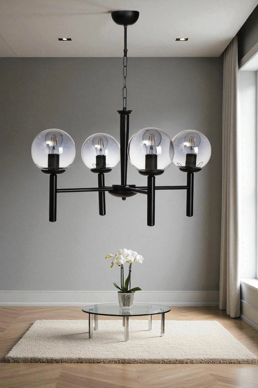 Llambadar Opviq, 8980-4, metal e xham, gri e zi