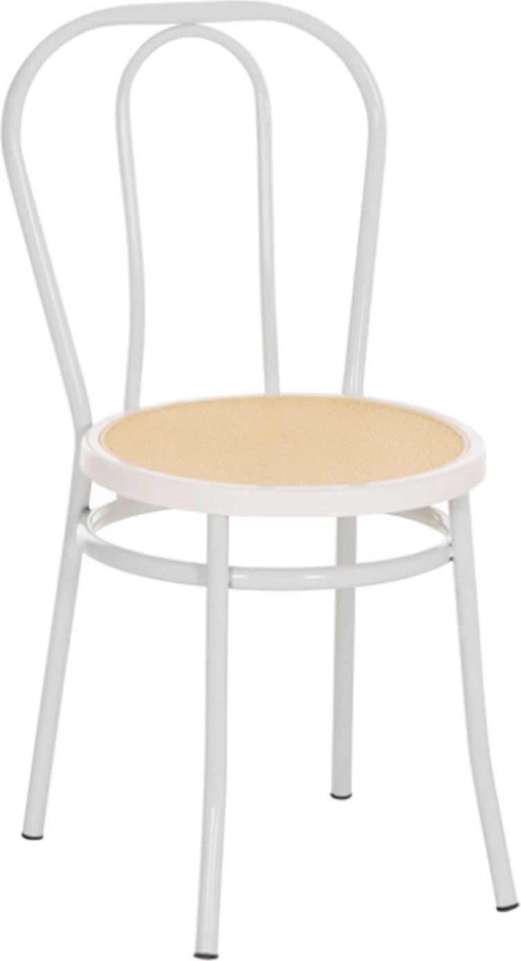 Karrige për ngrënie Vienna, metal i bardhë, ulëse polietileni