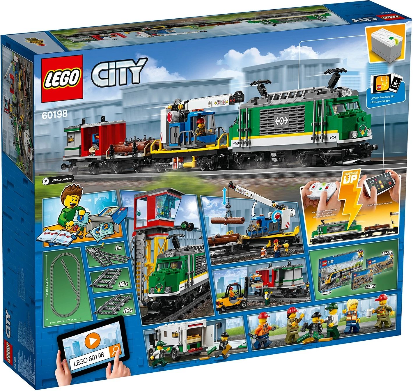 Set ndërtimi LEGO City Cargo Train Power Functions 60198, 1226 pjesë, 6+ vjeç, shumëngjyrësh