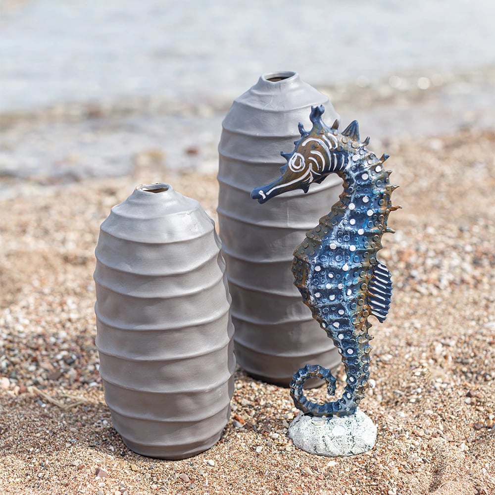 Vazo dekorative qeramike, ngjyrë gri, 14x14x33cm