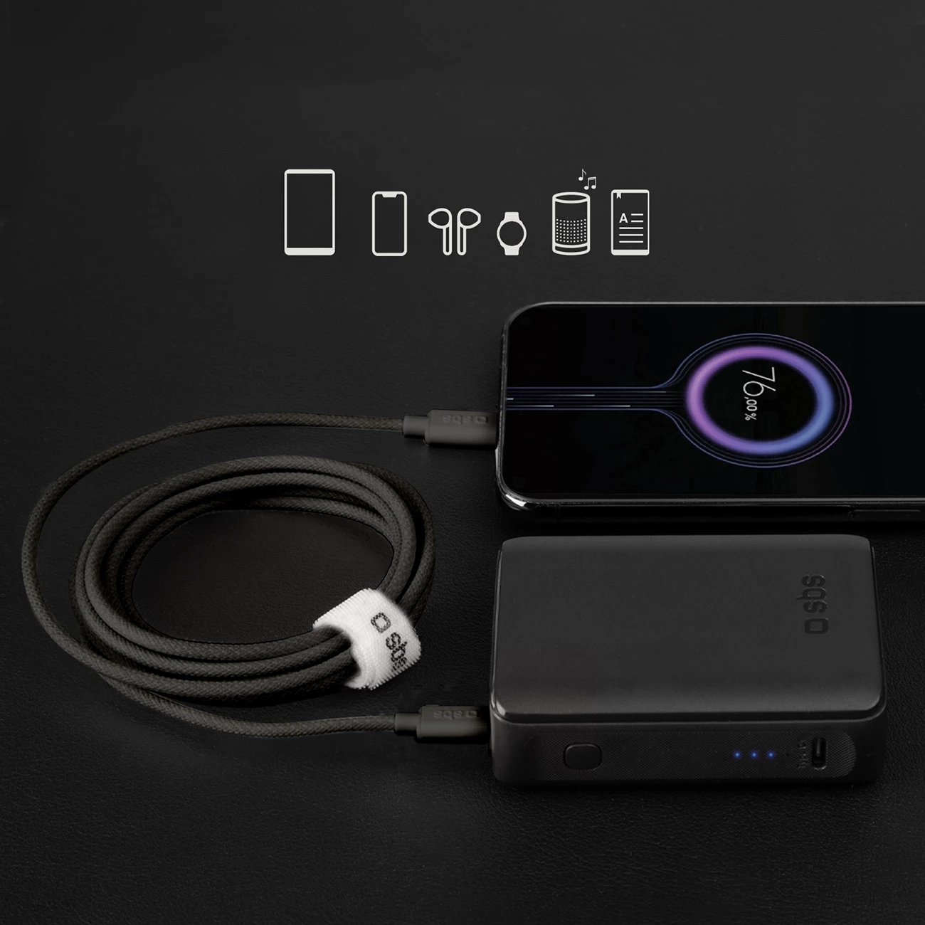 Kabllo USB-C në USB-C SBS TECABLETISSUETCK, 1.5m, 60W, e zezë