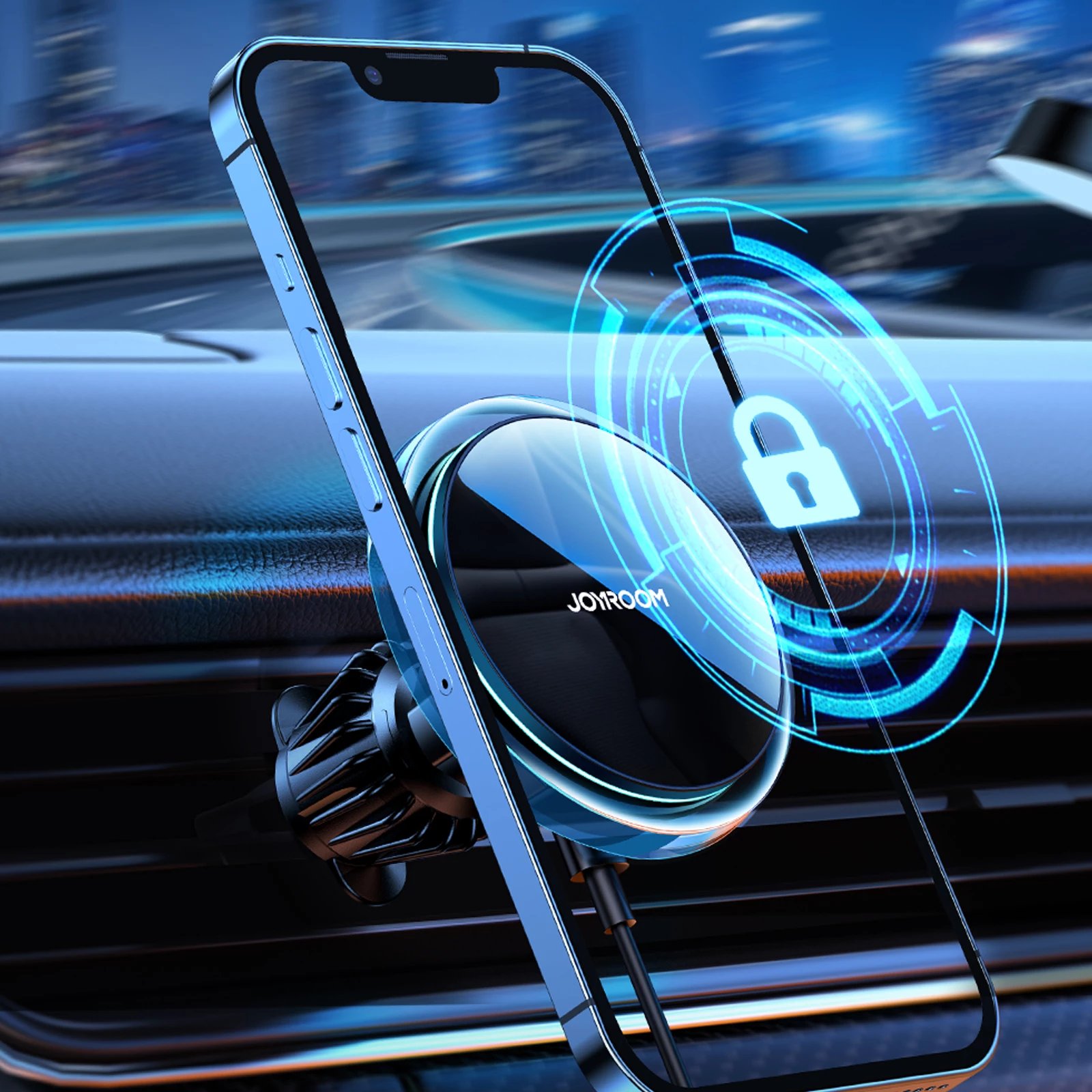 Mbajtëse makine për celular me karikues wireless MagSafe 15W, Joyroom JR-ZS291, për grilë ajrimi, me rrotullim 360°, me kabllo USB-A në USB-C, argjendtë