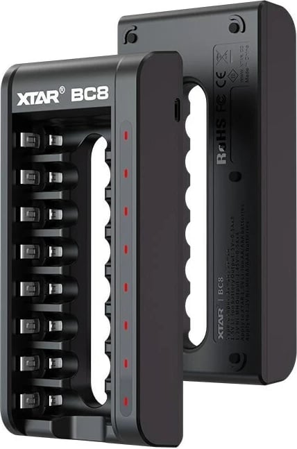 Karikues baterish XTAR BC8, për R03/AAA dhe R6/AA, Li-ion 1.5V/NiMH, i zi
