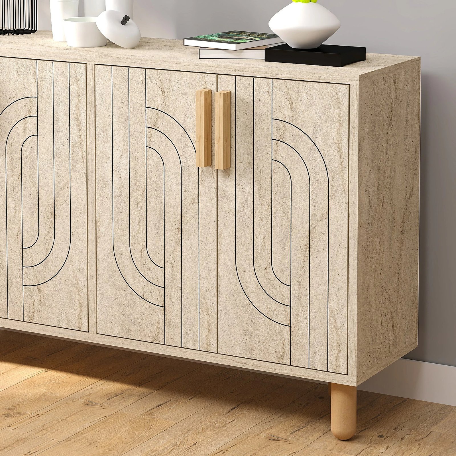 Konsol Skye Decor, ngjyrë travertine, Rodney