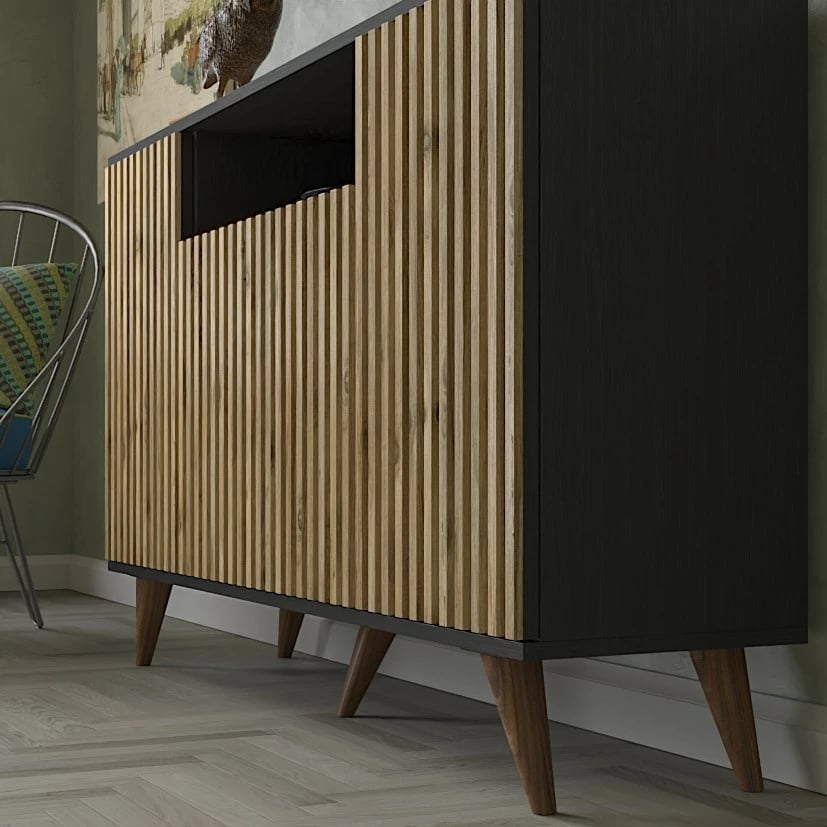 Konsol Hanah Home, FRN-9004-1, ngjyrë druri, e zezë, Atlantic Pine, 140x91x35cm