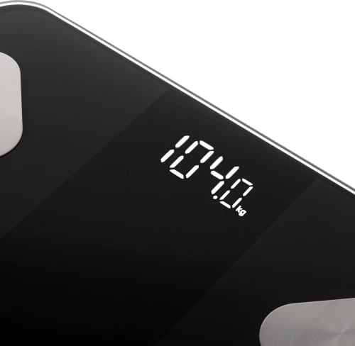 Peshore smart trupi, Adler AD 8186, Bluetooth 4.2, kapacitet 180 kg, ekran LED, Tuya, platformë xham 6 mm 28x28 cm, e zezë