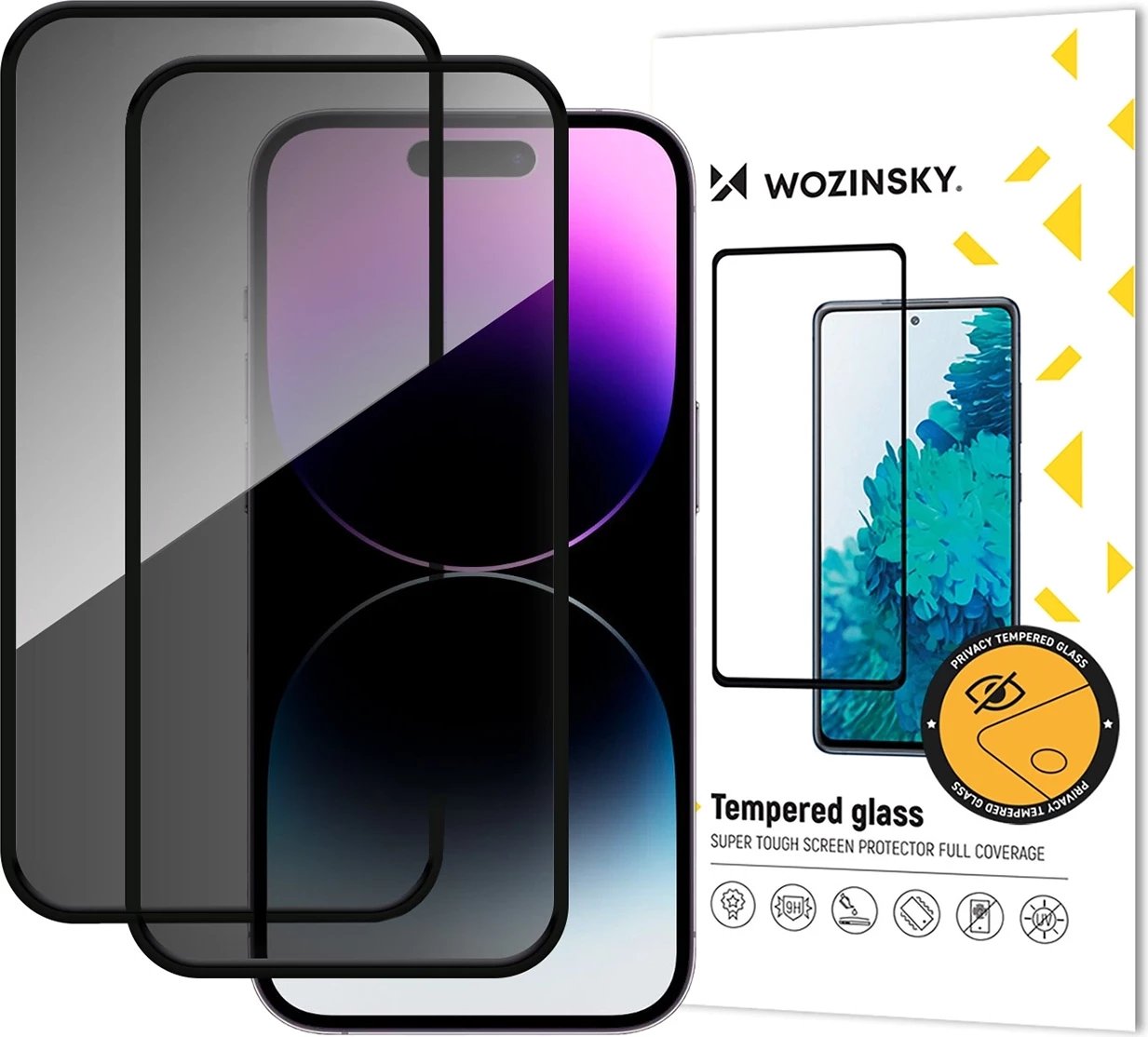 Xham privatësie Wozinsky për iPhone 17 Pro Max, set 2 copë, i zi