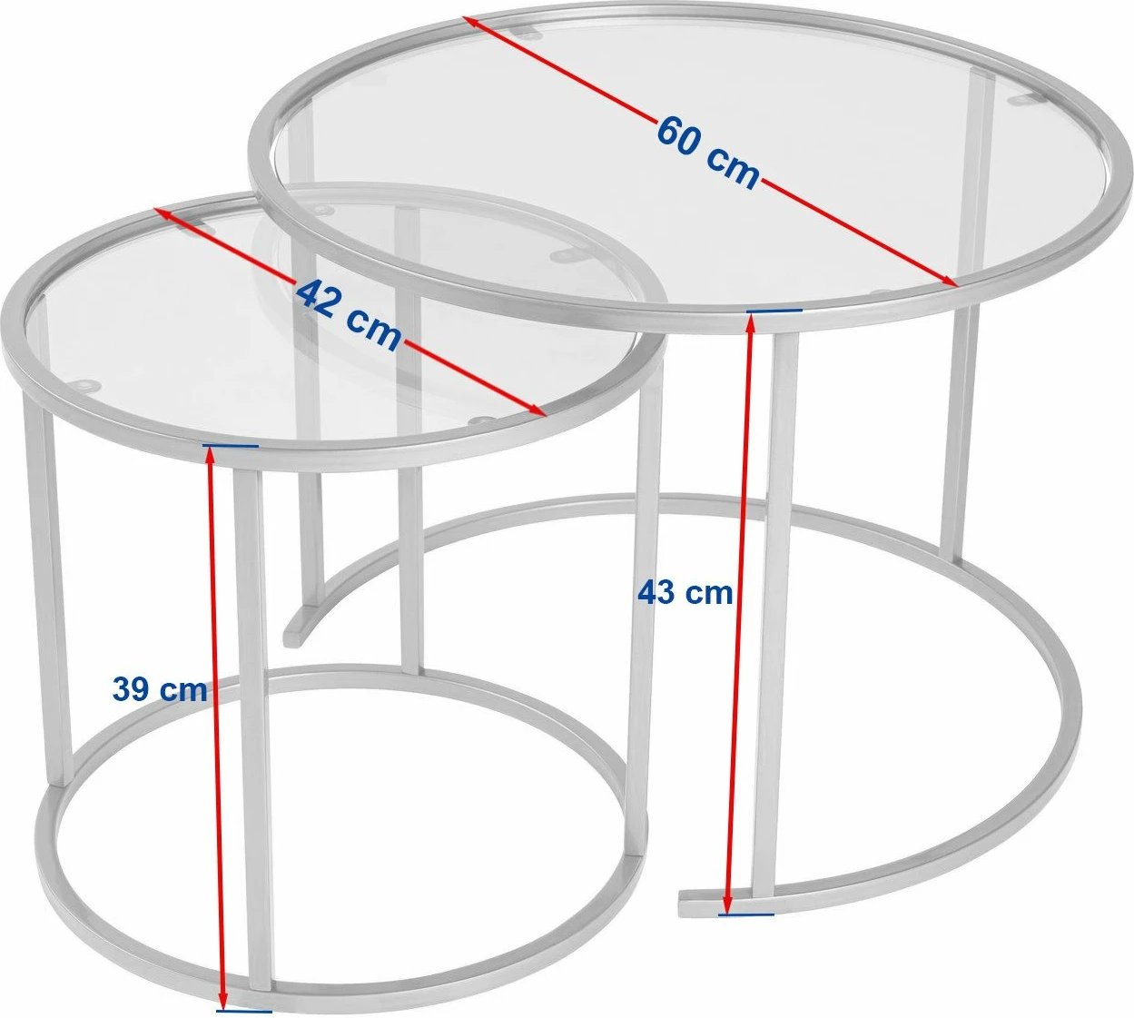 Set tavolinash kafeje Nordure, Aurum - 60, 42 - ngjyrë ari, xham transparent