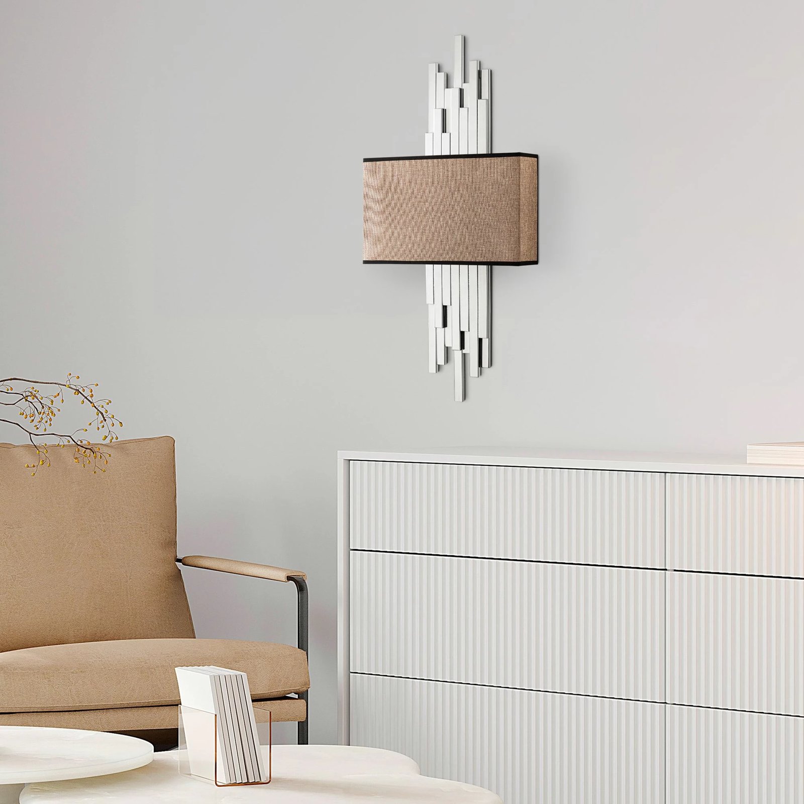 Llambë muri Opviq, Axıs - 15122, metal dhe pëlhurë, e bardhë dhe kafe e çelët