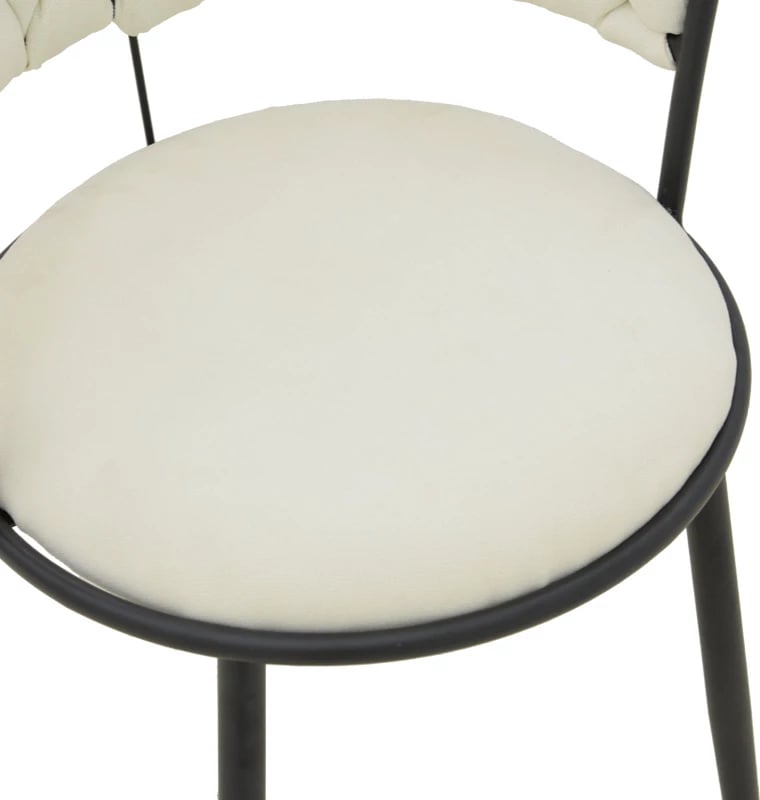 Set 2 ulëse Alkia I, stof ecru, këmbë metalike të zeza, 57x58.5x72cm