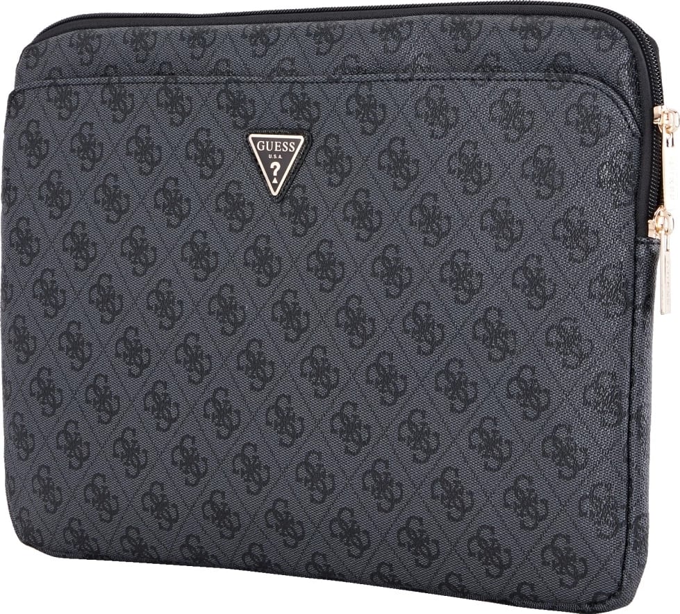 Mbështjellës laptopi Guess 4G Zipper Pocket Triangle Logo, 14", i zi
