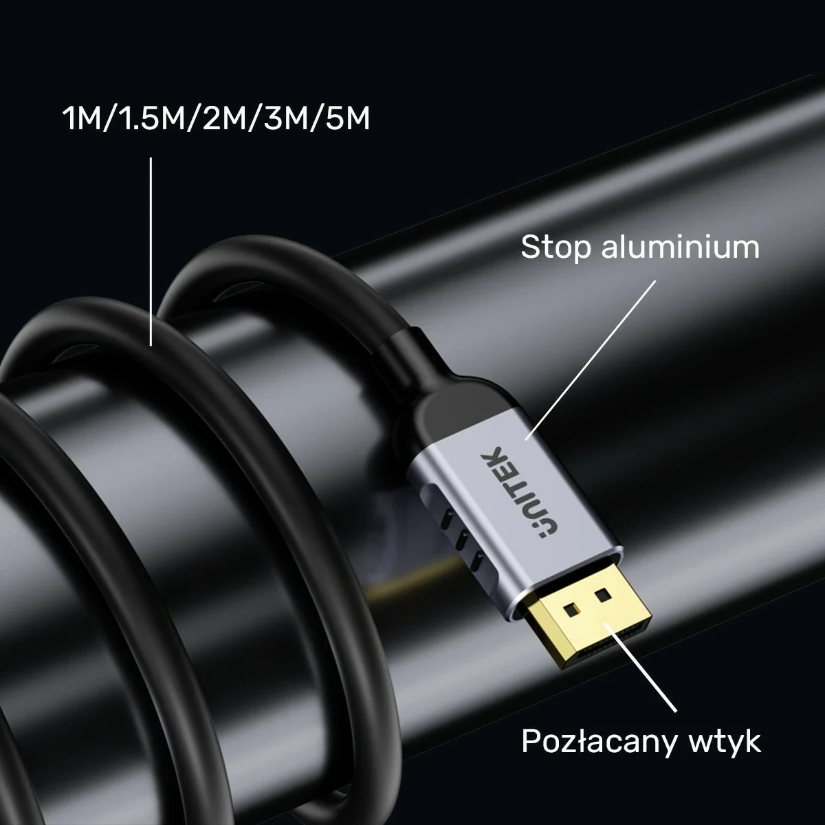 Kabel DisplayPort Unitek 1.4 8k 60hz, 4k 240hz, 2m, e zezë