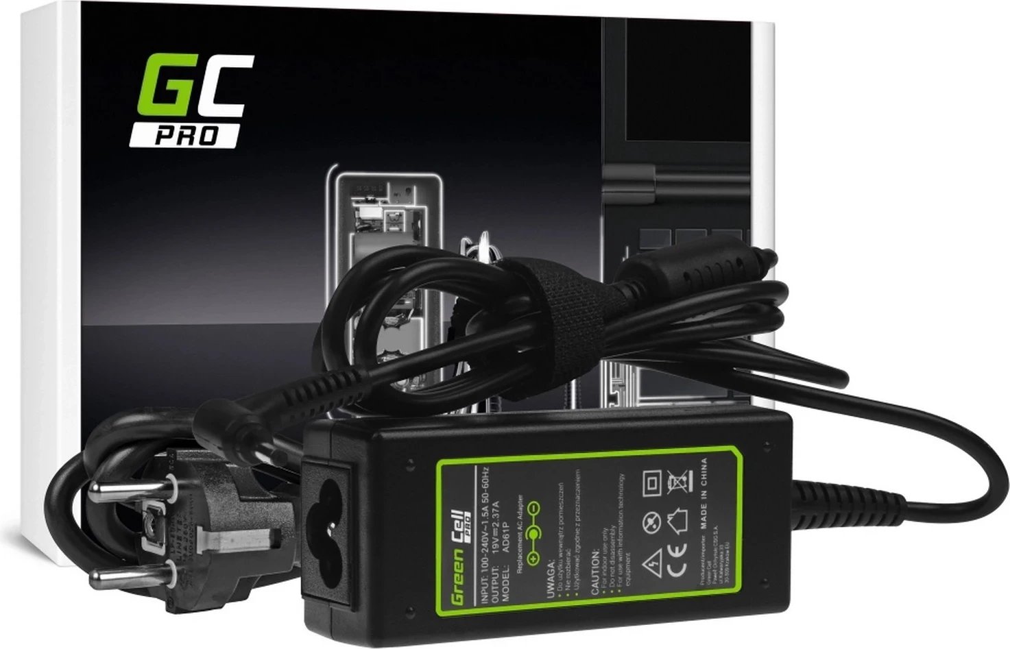 Karikues për laptop Green Cell për Asus, 45W, 19V, i zi