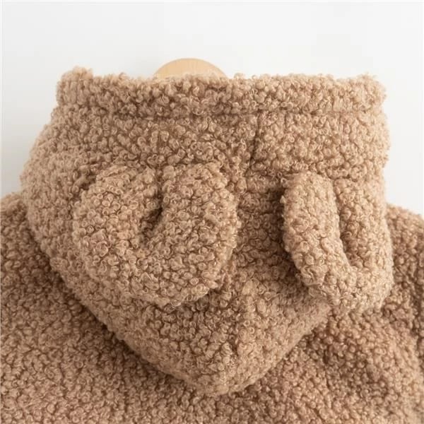 Bluzë me kapuç dimri, New Baby, Teddy Winter, boucle e ngrohtë, me veshë, zinxhir, e izoluar, 86 (12-18m), kafe