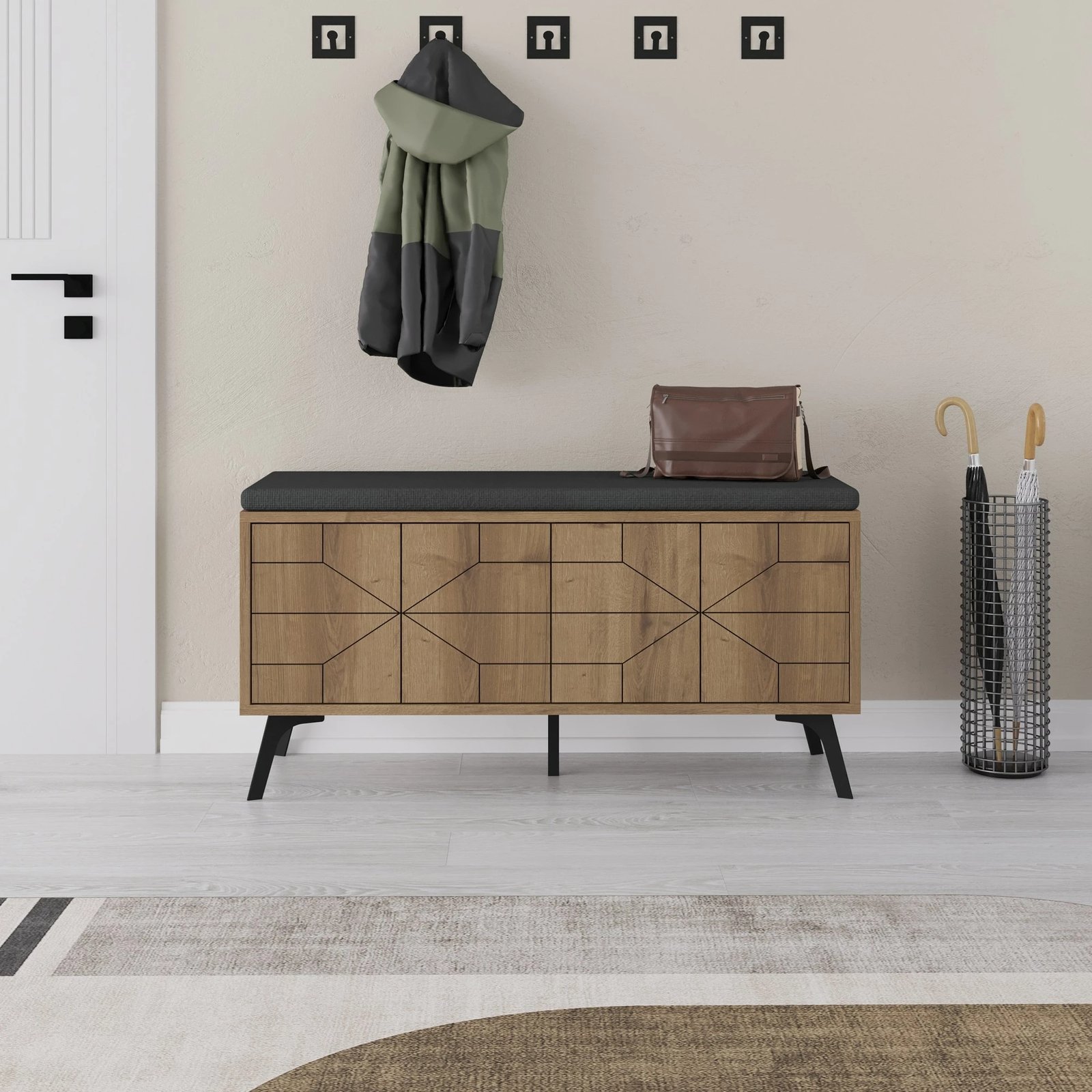 Dollap për këpucë Skye Decor, me ulëse, ngjyrë Hitit