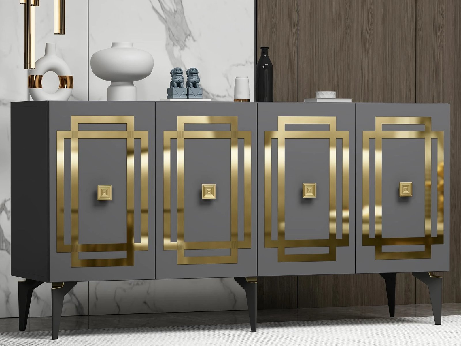 Konsol Skye Decor, ngjyrë antracit, ar