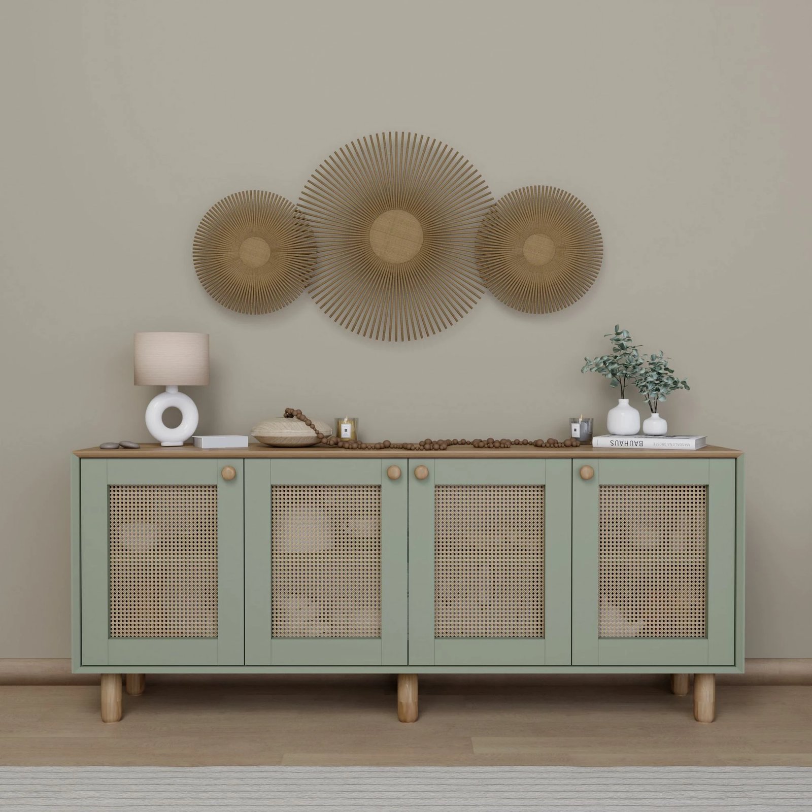 Konsolë bohemiane, ngjyrë e gjelbër, Skye Decor, 180x75x40 cm