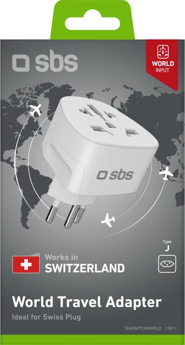 Adapter prizë, SBS, CH në universale, 10 A 2500 W, e bardhë