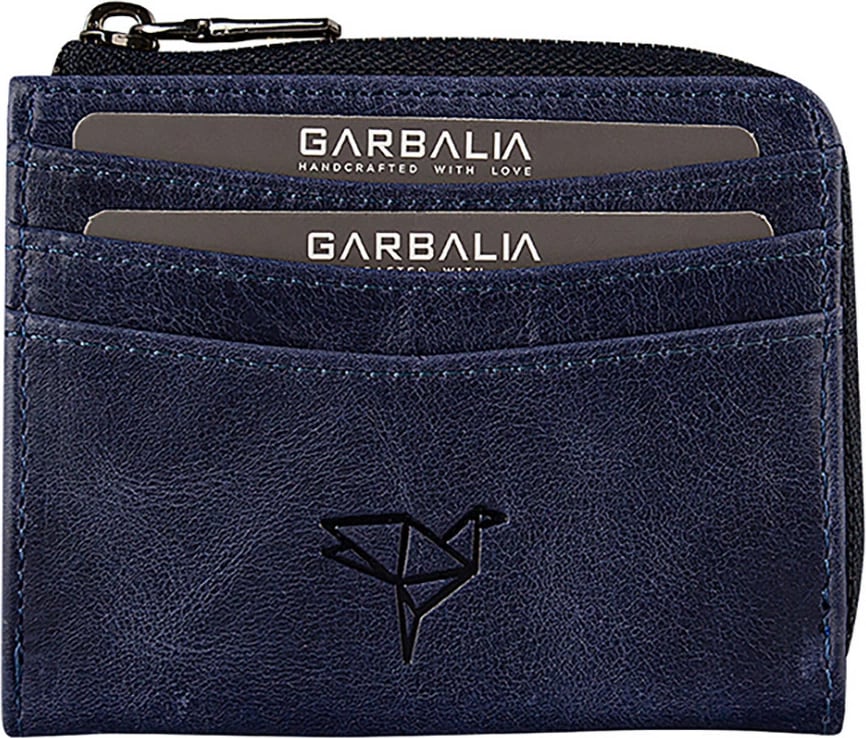 Portofol unisex, lëkurë origjinale, ngjyrë kaltër e errët, Zoozie Bags, Figo