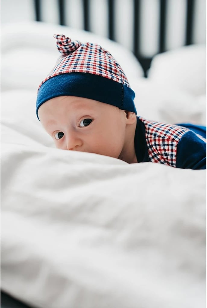 Kapuç bebi, New Baby, Checkered, 100% pambuk, madhësi 68 (4-6 muaj), blu