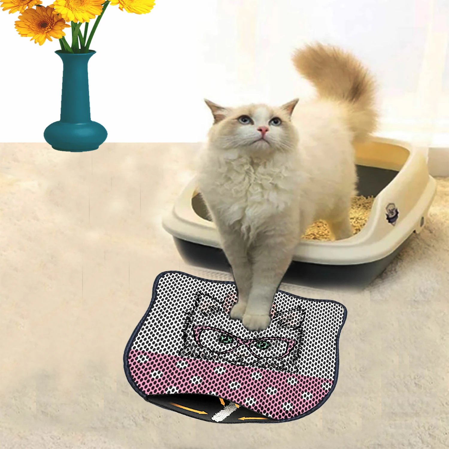 Tapet për rërë mace, shumëngjyrësh, Paws & Whiskers, Kdkafa0258, 40x50cm