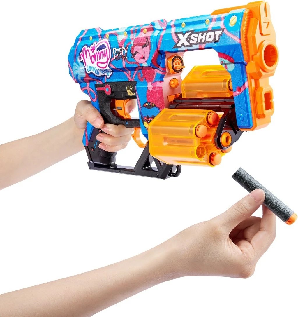 Blaster lodër ZURU X-Shot Dread Skins Launcher 36650D me 12 shigjeta shkumë, shumëngjyrëshe