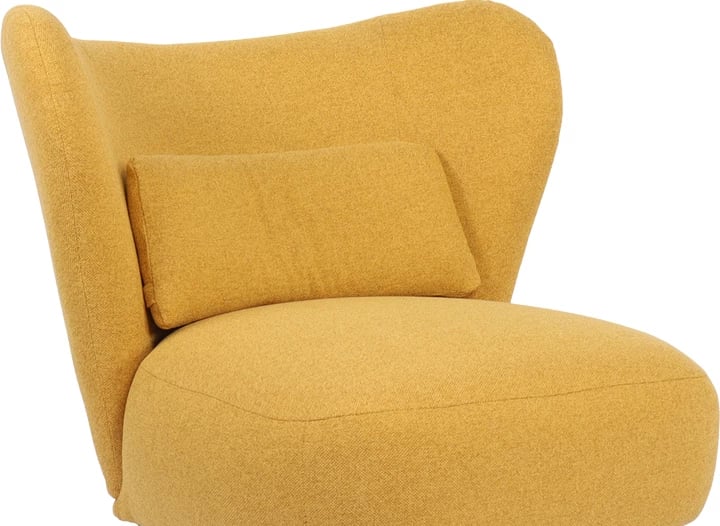 Fotel Nagreta, material tekstili i verdhë, këmbë metalike të zeza, 77x73x74cm