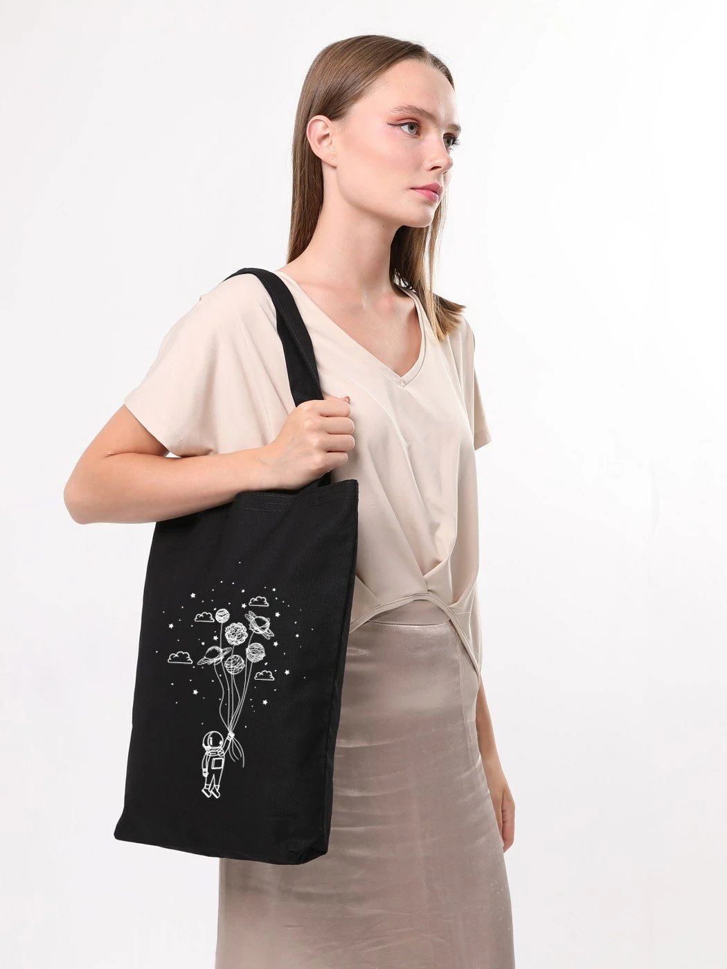 Torbë tote Zoozie Bags, e zezë, 35x40x8cm, 1436