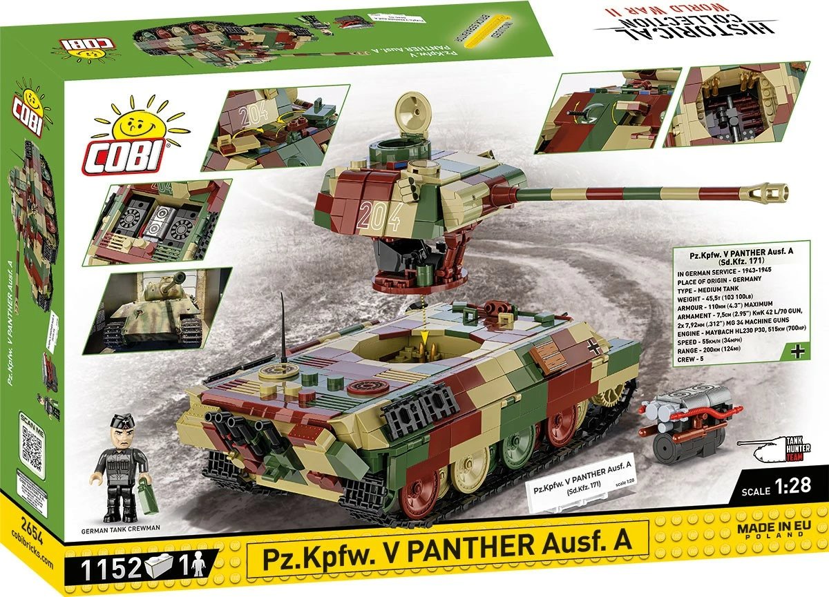 Set ndërtimi Cobi Pz.Kpfw. V Panther Ausf.A, 1152 pjesë, me figurë, shumëngjyrësh