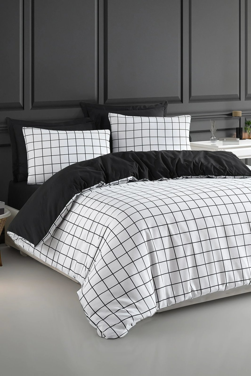 Set mbulesë për jorgan Super King, Artus, ngjyrë e zezë dhe e bardhë