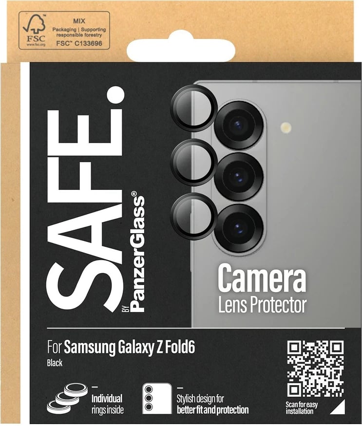 Mbrojtës lente PanzerGlass për Samsung Galaxy Z Fold 6, xham i temperuar, i zi