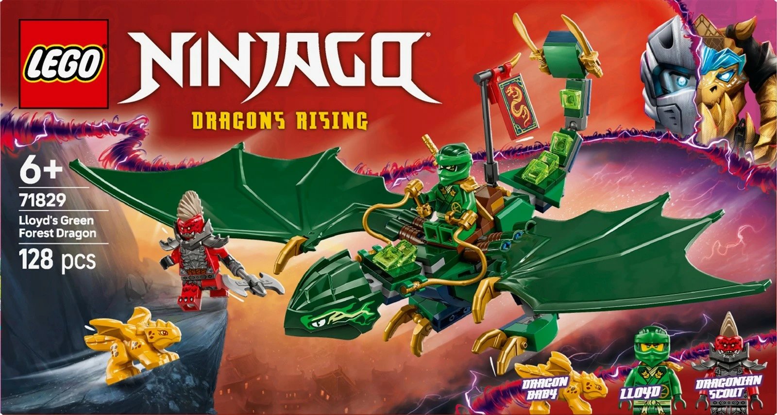 Set LEGO Ninjago 71829, Green Forest Dragon Lloyd, 128 pjesë