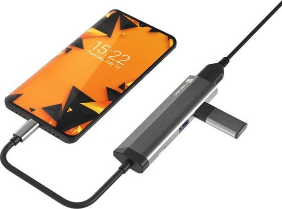 Multiport Natec Fowler Slim NMP-1984, 2x USB 3.0, HDMI 4K, USB-C PD, grafit