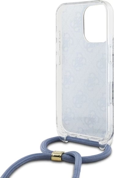 Mbështjellës Guess Crossbody Cord 4G Print për iPhone 16 Pro Max, Kaltër