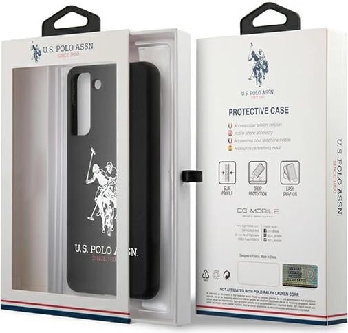 Mbështjellës U.S. Polo Assn. USHCS21SSLHRBK për Samsung Galaxy S21, silikon, i zi
