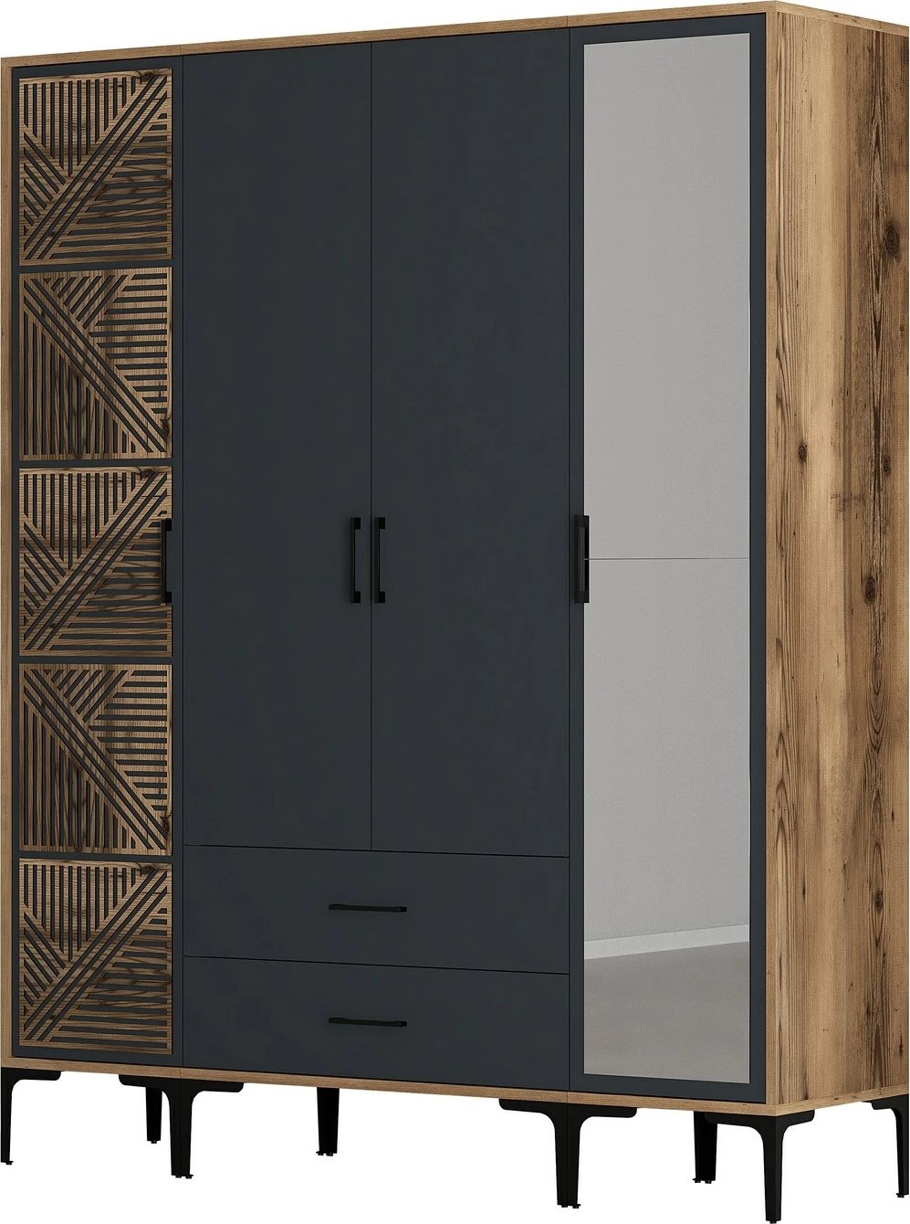 Dollap garderobe Skye Decor, ngjyrë arre, antracit, Kumsal PTR