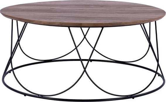 Tavolinë kafeje ZENA me sipërfaqe MDF dhe kornizë metalike të zezë Φ90x40H cm. HM8690