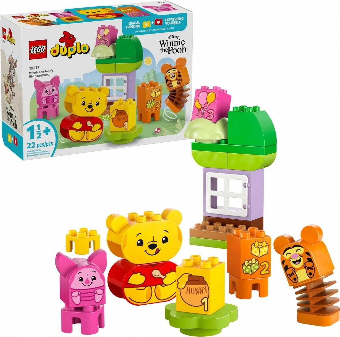 Set lodrash LEGO DUPLO Disney 10457 Winnie the Pooh's Birthday Party, 22 pjesë, plastikë, shumëngjyrëshe