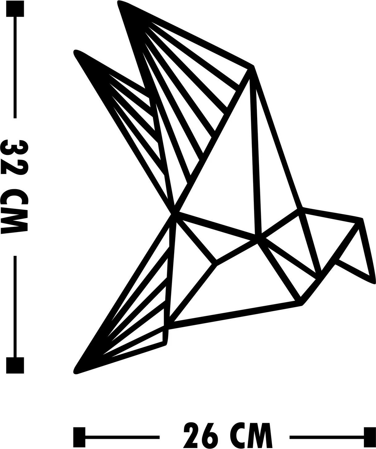 Aksesor dekorativ muri prej druri, Wallity Oragami, ngjyrë e zezë, set me 3 copë